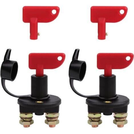 2 Pack Clé double grande taille M8 à deux trous,12V / 24V Automobile Coupe-Batterie Isolateur Couper OFF Puissance Coupure Interrupteur D'urgence Interrupteur (1/5)