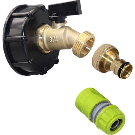 Adaptateur de réservoir S60X6 IBC vers connecteur de robinet de jardin en laiton 3/4" (1/3)