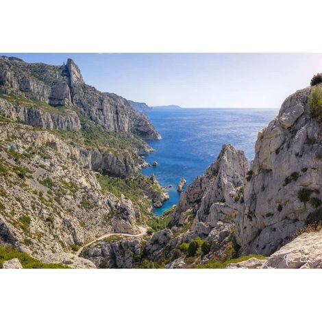Tableau sur toile vue calanques 30x45 cm - Impression sur Toile Murale Décorative - Image imprimée en HD sur Toile - Toile sur Châssis en Bois FSC - Fabriqué en France (1/5)