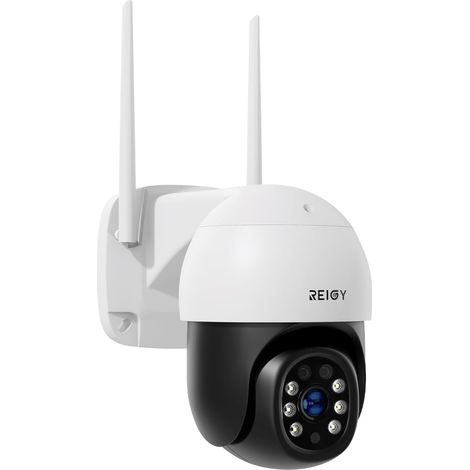Caméra de Surveillance WiFi Extérieure PT 360°, IP Sécurité sans Fil(3840 2160p) avec Détection Mouvements Vision Nocturne Couleur Audio Bidirectionnel Compatible NVR Blanc (1/5)