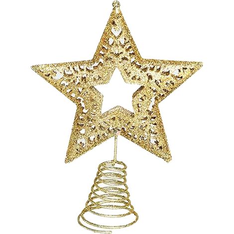 Étoile - Décor Pour Sommet De Sapin De Noël - En Métal Avec Paillettes Argentées - Pour Petits Sapins Et Décorations De Table Festives - 1 Pièce (1/5)