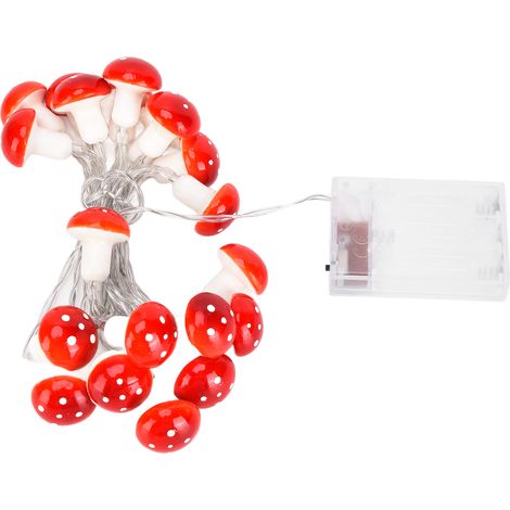 Guirlande lumineuse 7,2 ft 20 champignons rouges LED pour décoration Noël intérieur extérieur (1/5)
