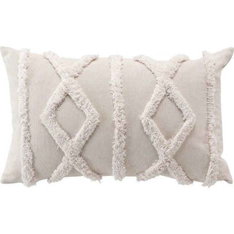 Coussin dehoussable 30 x 50 cm polycoton tufte Safira Naturel (1/3)