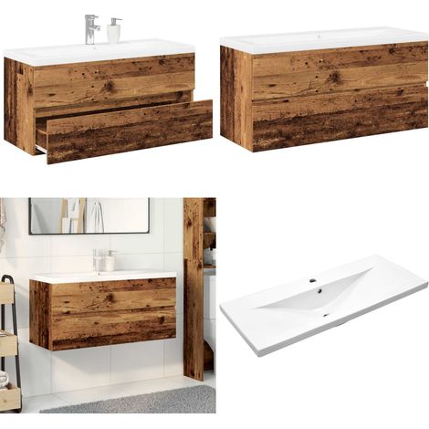 vidaXL Armoire lavabo avec bassin intégré vieux bois (1/5)