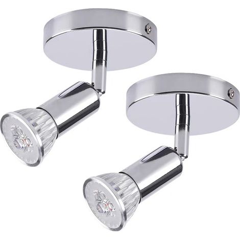 Lot de 2 spots de plafond LED, plafonniers modernes, spot de plafond GU10, spot rotatif à 330°, spot mural avec ampoules, lumière blanche chaude (1/5)