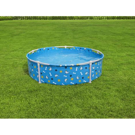 Piscine pour chiens hors sol en PVC avec cadre en acier bleu 122 x 30,5 cm - PANGIVO (1/5)