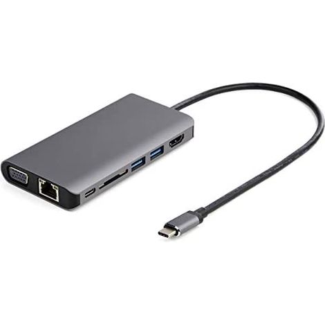StarTech.com Adattatore multiporta USB C - Mini dock da viaggio USB-C con HDMI 4K o VGA 1080p - Hub USB 3.0 3x, SD, GbE, audio, pass-through PD da 100 W - Docking station portatile per laptop / tablet (1/5)