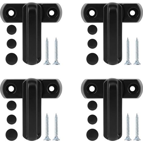 AIDUCHO Limiteur De Porte De Fenêtre - 4 Pièces - En Alliage D'aluminium - Sécurité De La Maison - Sécurité Enfant - Jammer - Limiteur De Porte Supplémentaire Pour Portes De Fenêtre Upvc/Pvc - Noir (1/4)