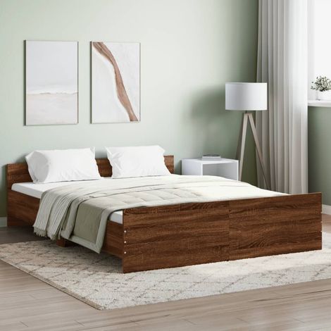 Lit double,Lit adulte,Cadre de lit tête de lit et pied de lit chêne marron 140x200 cm382295 (1/5)