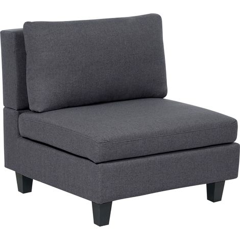 Section 1 Place pour Canapé Modulable en Tissu Gris Foncé et Bois Taies Amovibles Unstad (1/5)