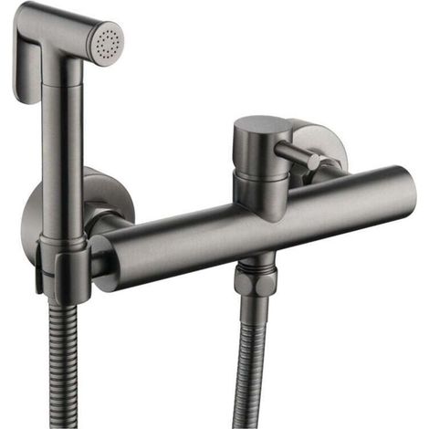 Ensemble Douche Bidet Cache Salle Bains Pulvérisateur Main Eau Chaude Froide Toilettes Gris
