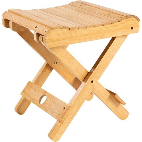 Klapphocker aus massivem Holz – tragbarer Hocker für Zuhause, Gaming, Angeln, Arbeiten im Schlafzimmer, Garten, Holz, 29 x 28 x 26 cm