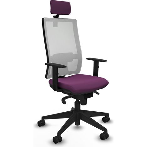 Horna sincro malla blanca similpiel morado brazos 1D base piramidal cabecero 2D ruedas 65mm nailon (1/5)
