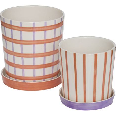 Lote de 2 macetas de dolomita para piscina 22.3x22.3x24.5cm Naranja y morado - Atmosphera créateur d'intérieur (1/5)