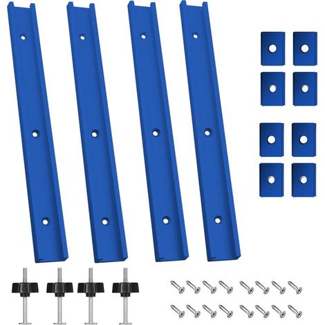 Set of 4 table saw guide rails, 400 mm aluminum T-slots, M8, M6 T-slot with complete accessories for woodworking tools (1/5)