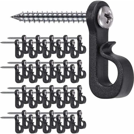 Paquete de 40 ganchos para colgar luces navideñas con tornillos Phillips para garaje, fiesta al aire libre, cable de fácil liberación y luces LED de hadas, tornillos anchos (1/5)