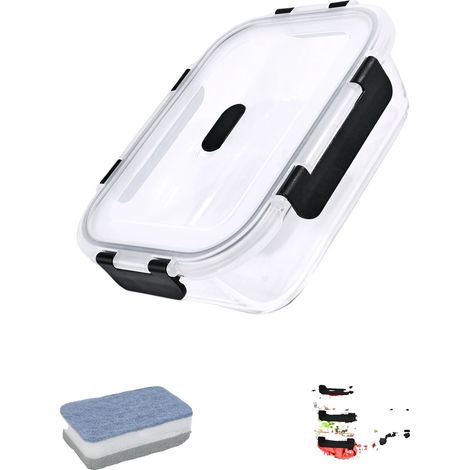 Recipiente de vidrio para almacenar alimentos, apilable, hermético, 6 x 1040 ml, M-a (1/2)