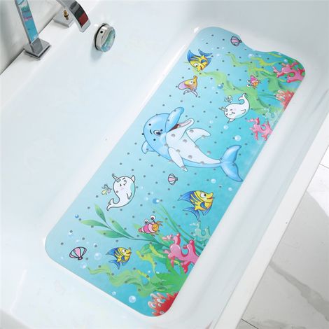 BEBUSINGOTO Tapis de bain pour baignoire pour enfants tapis de bain antidérapant pour bébé 100  40 cm tapis de douche antidérapant âge avec ventouses et trous de drainage, lavable en machine (1/4)