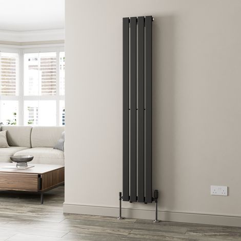 Black Flat Panel Designer Radiator Vertical Horizontal 1800 x 304mm Single Panel (1/5)
