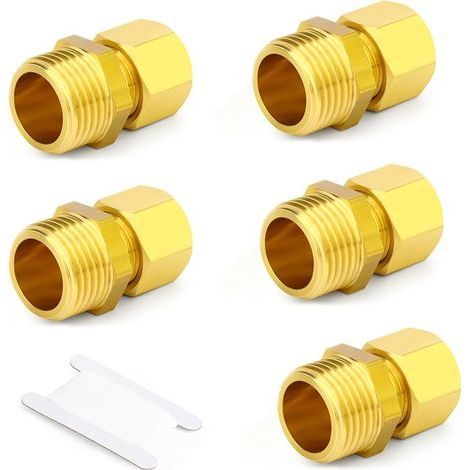 2 Pcs Raccord à compression en laiton, 8mm tube x 1/2" BSP Mâle, Raccord droit, pour tubes en cuivre, plastique et aluminium (1/4)