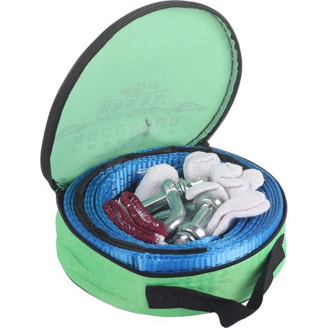 Corde de remorquage fluorescente 5M 8T avec crochet et gants inclus (1/5)