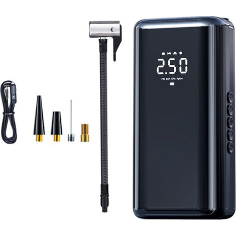 Gonfleur de pneus portable, compresseur d'air 150 PSI, pompe à air 4500 mAh pour pneus de voiture, avec manomètre LED intégré pour pneus de voiture, vélo et moto (1/5)