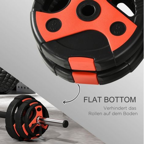 20-kg-Hantelset mit 6 Scheiben, rutschfester Stange, rot und schwarz HAVRYA (1/5)