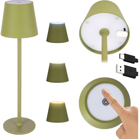 LED-Tischleuchte 38,5 cm, kabellos, 3 Modi, Touch-Nachtlicht, USB-C