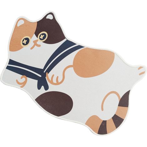 Tapis de sol moelleux motif chat, grand tapis de salon décoration chambre bureau, chat multicolore 40x60cm (1/5)