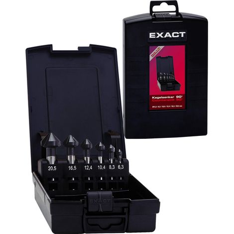 Exact 51157 Kit svasatori conici 6.3 mm, 8.3 mm, 10.4 mm, 12.4 mm, 16.5 mm, 20.5 mm HSS TiAIN Alberino cilindrico 1 KIT (1/3)