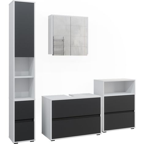 Set de muebles de baño Maltin, Blanco/antracita, 4 partes, Vicco (1/5)