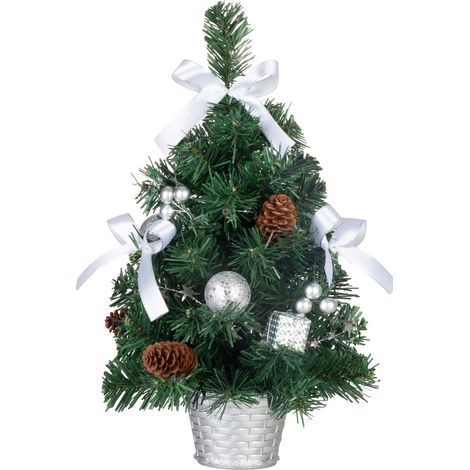 Baum MagicHome Weihnachten, verziert, silber, Schleife, 40 cm (1/2)