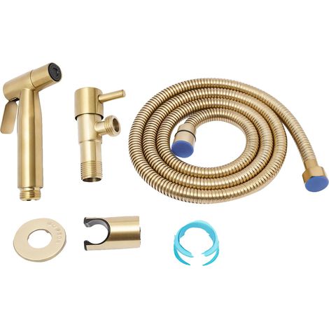 Grifo bidé para inodoro, fabricado en acero inoxidable duradero, fácil instalación, color dorado. (1/2)