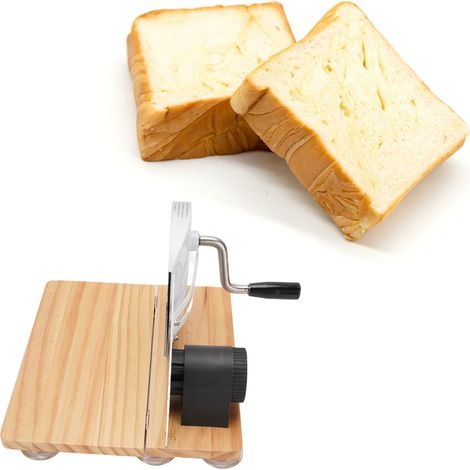 Affettatrice manuale per pane con base a ventosa - Coltello per pane a manovella per cucine domestiche e professionali, in acciaio inossidabile e legno composito (1/4)