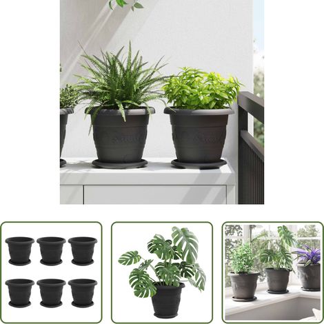 Kunststofftöpfe - Blumentöpfe 6 pcs Schwarz Ø 26 x 21,5 cm Kunststoff (1/5)