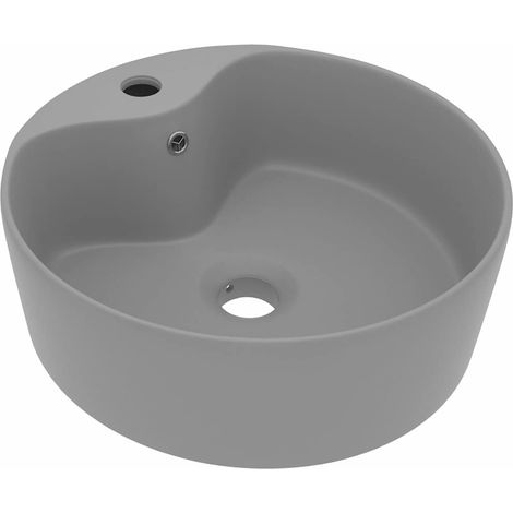 Luxus-Waschbecken/Waschmuschel/Waschtisch mit Überlauf Matt Hellgrau 36x13 cm Keramik (1/5)