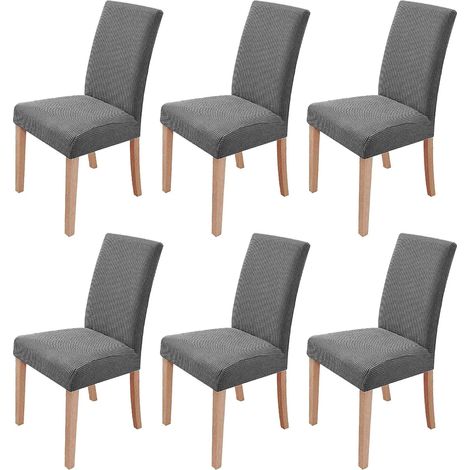 MINKUROW - Juego De 6 Fundas Elásticas Para Sillas De Comedor, Extraíbles Y Lavables, Fundas Para Sillas De Comedor, Modernas Y Elásticas, Decoración Para Oficina, Banquete, Boda, Fiesta (Gris Claro) (1/5)