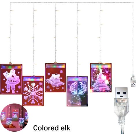 Guirlande Lumineuse Décorative Noël - Guirlande à LED pour Fenêtre Intérieure Extérieure - Motif Bonhomme de Neige Renne - Blanc Chaud - 1 Pièce (1/5)