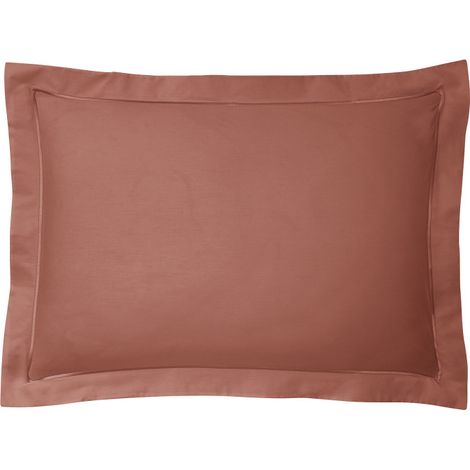 Taie d'oreiller percale de coton peigné "Julian" toutes dimensions Coton Pur - Julian Terracotta - - Julian Terracotta - Taie d'oreiller 50 x 70 cm finition points bourdon