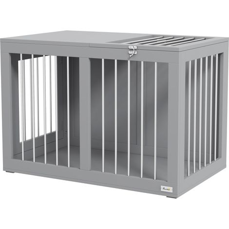 Cage de transport pour chien, 2 portes, verrouillable, en grillage d'acier, 80 cm x 50 cm x 56,5 cm, grise