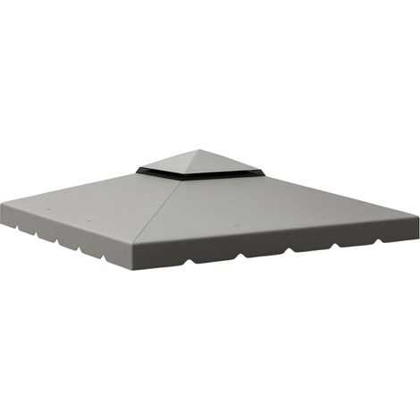Toiture de remplacement pour gazebo 3x3 m, double toit et 8 trous de drainage, gris clair (1/5)