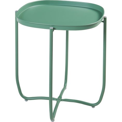 Tavolino da caffè con consolle laterale con piano rimovibile 53 x 46 x 46 cm acciaio verde 030010765