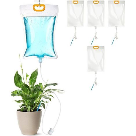Lot de 5 sacs d'irrigation goutte à goutte automatique-Débit réglable-Système d'irrigation automatique - l'extérieur - 3,5 l