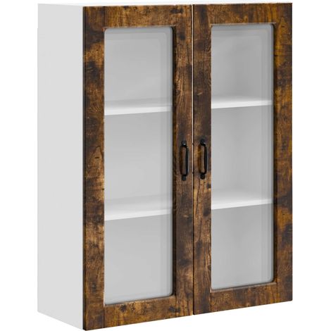 Wall Glass Cabinet PORTO Smoked Oak 80 x 31 x 100 cm vidaXL