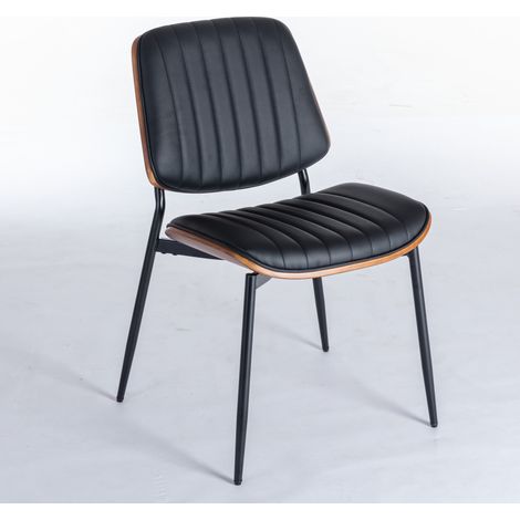 Juego de 2 sillas de comedor Diseño voladizo respaldo de ratán terciopelo color negro (1/5)