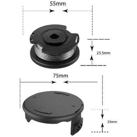 NALOOKAMIC Lot de 6 bobines de fil pour coupe-bordure Bosch ART 23 SL/ART 26 SL, bobine de rechange en nylon (F016800569+F016800385), diamètre : 1,65 mm, 4,9 m (1/3)