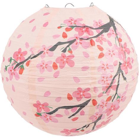 Lanterne en papier, lanterne suspendue de style japonais, ornement de lanterne en papier-30x30cm-Pink