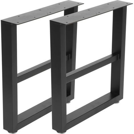 Schwarze Tischbeine aus Eisen – 2er-Set – Maße: 39,5 x 8 x 44,5 cm – Tragkraft: 363 kg – Schnelle Montage mit Schraubenset (1/5)