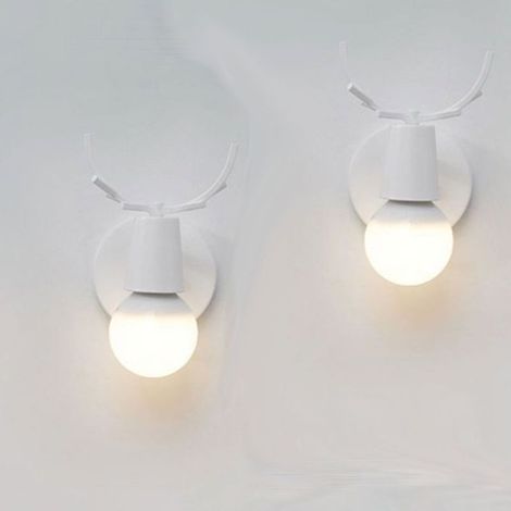 2 Pack Applique Murale Design Contemporain E27 Luminaire Forme Cerf Lampe de Mur Luminaire Eclairage Blanc (1/5)