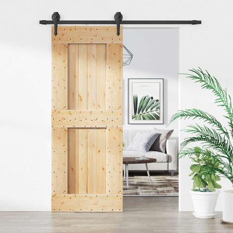vidaXL Puerta Corredera Natural y negro 80 x 210 cm (1/5)